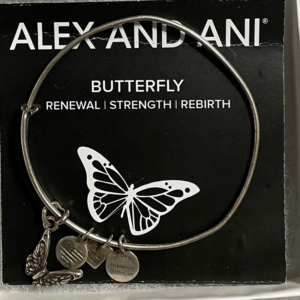 Alex and Ani Butterfly Charm Bangle